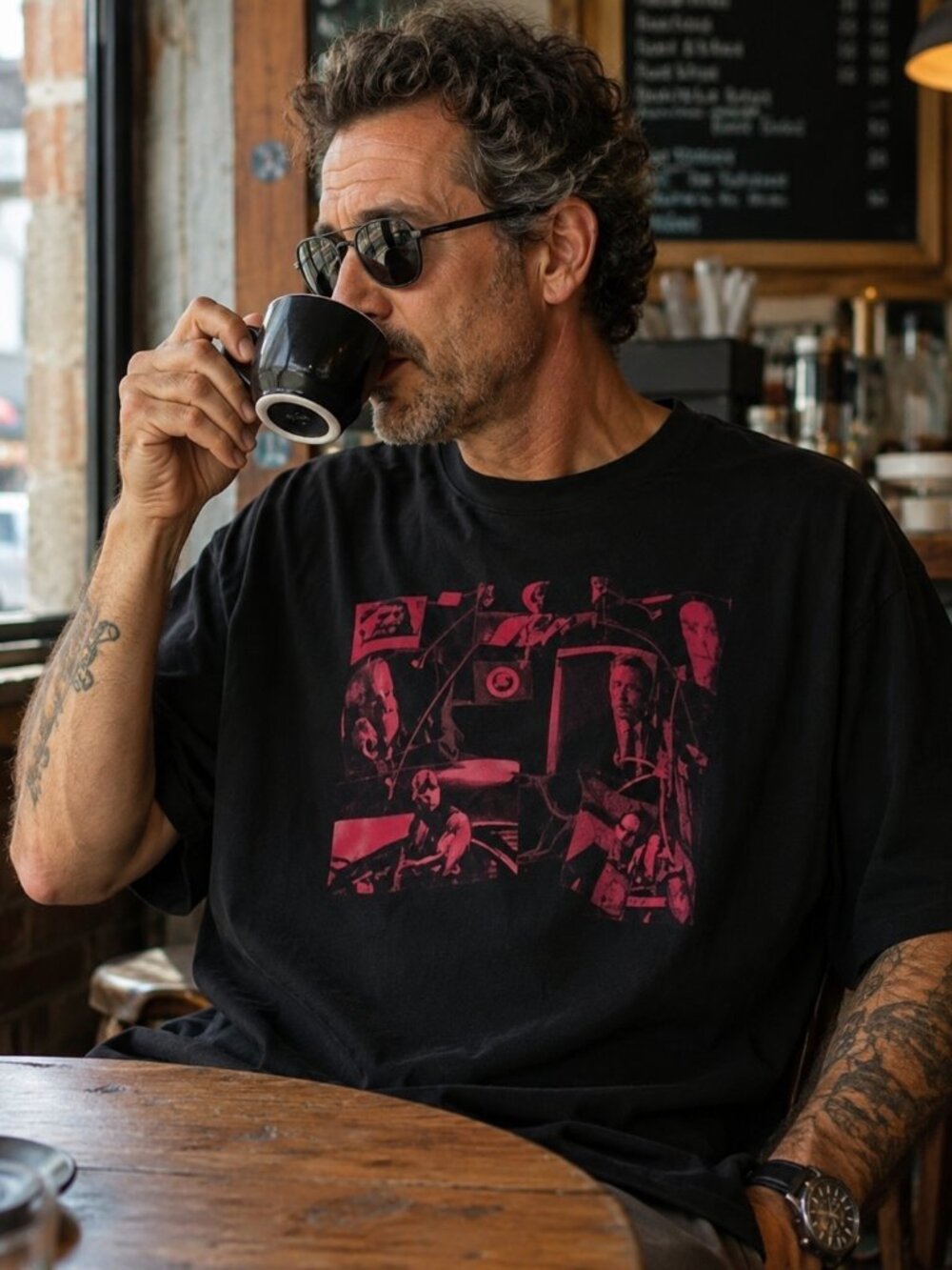 Custom Ink Black Oversized Graphic T-Shirt Red Season 6 Print Adult Unisex